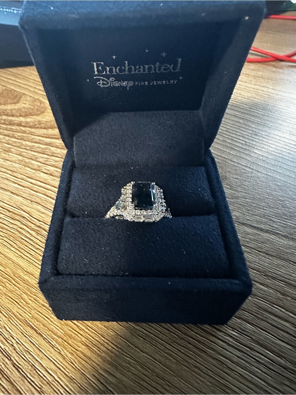 Enchanted Disney Cinderella London Blue Topaz 14K white gold. Size 6.